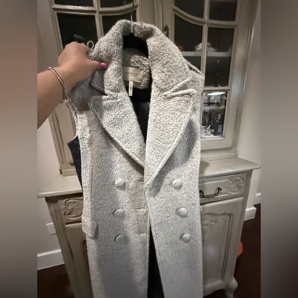 BCBGMAXAZRIA textured, double-breasted long vest